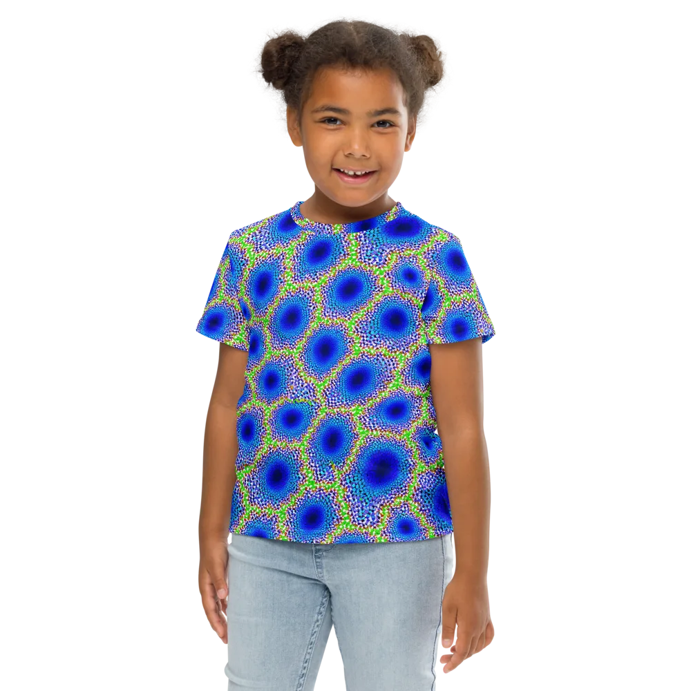 Cobalt Mosaic on Kids Crew Neck T-Shirt — Front