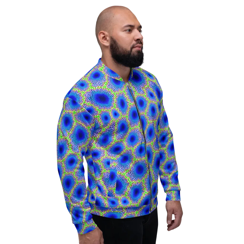 Cobalt Mosaic on Bomber Jacket — Right