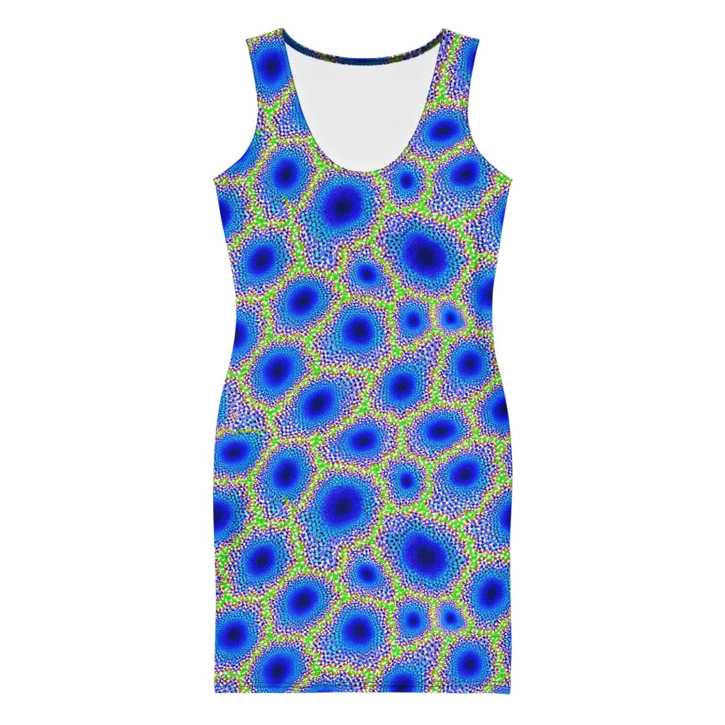 Cobalt Mosaic on Bodycon Dress — Front