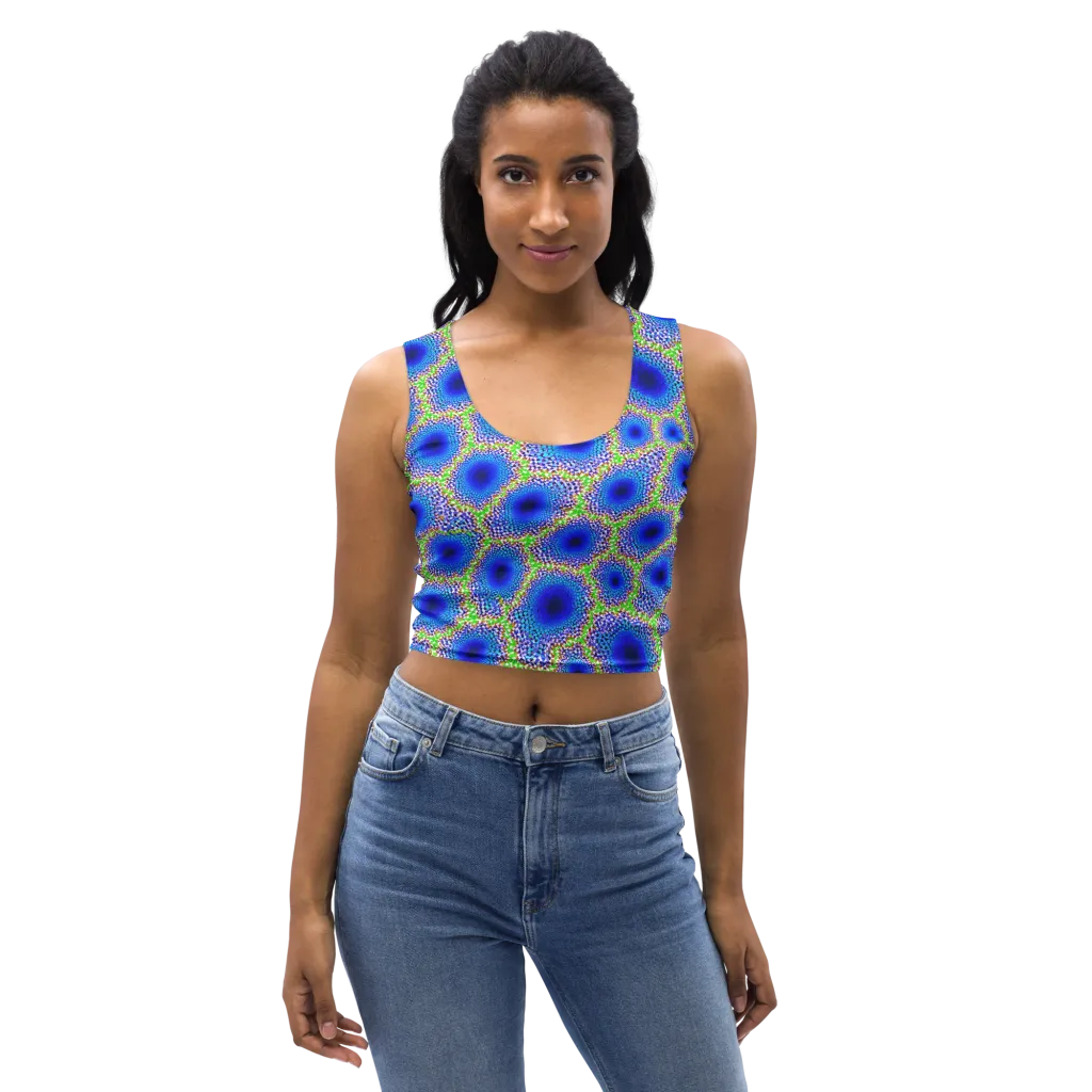 Cobalt Mosaic on Crop Top — Front