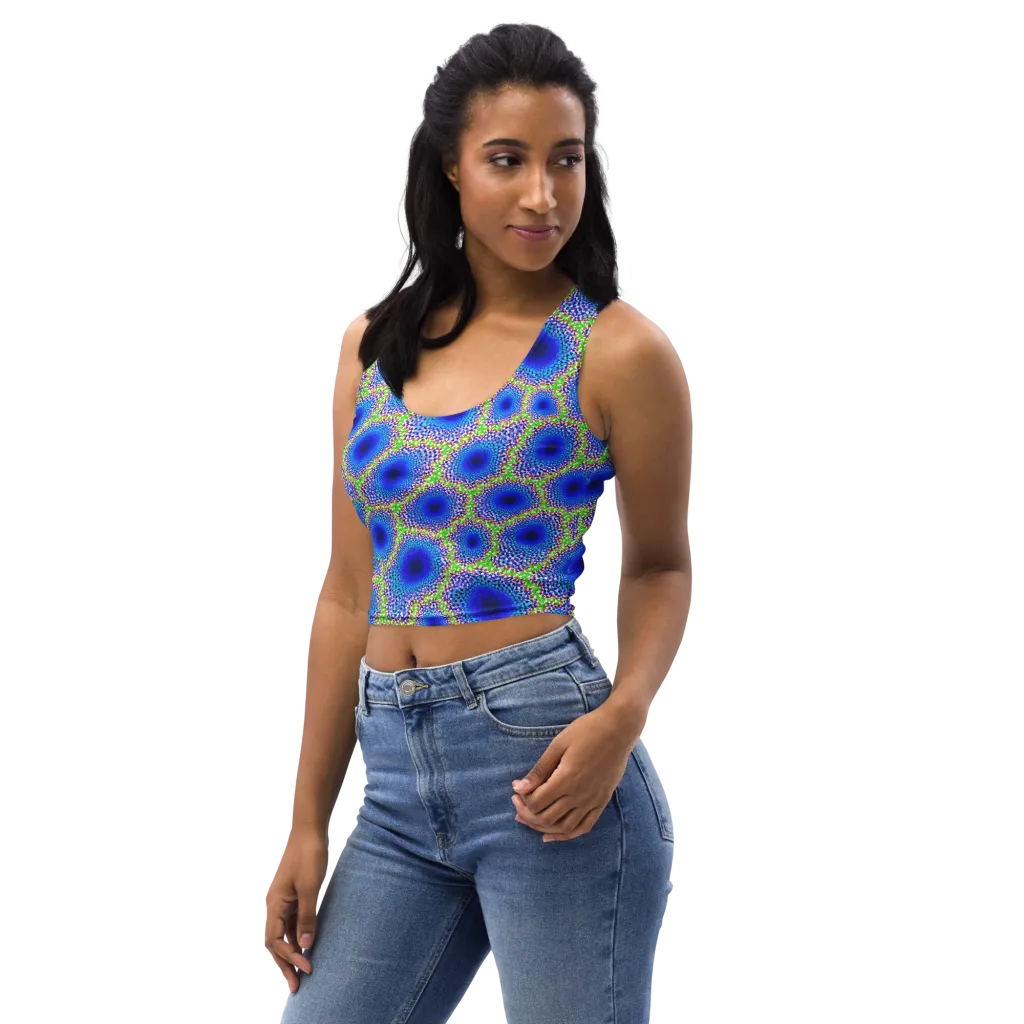 Cobalt Mosaic on Crop Top — Left Front