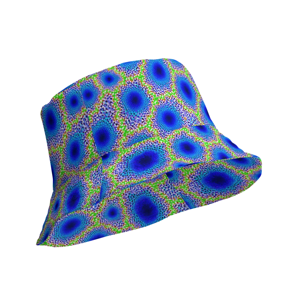 Cobalt Mosaic on Reversible Bucket Hat — Product details Outside