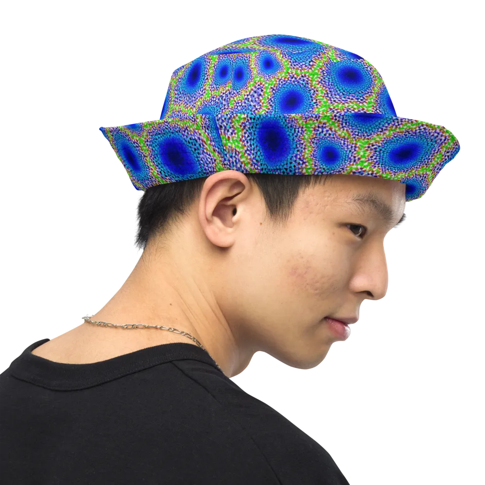 Cobalt Mosaic on Reversible Bucket Hat — Right Outside