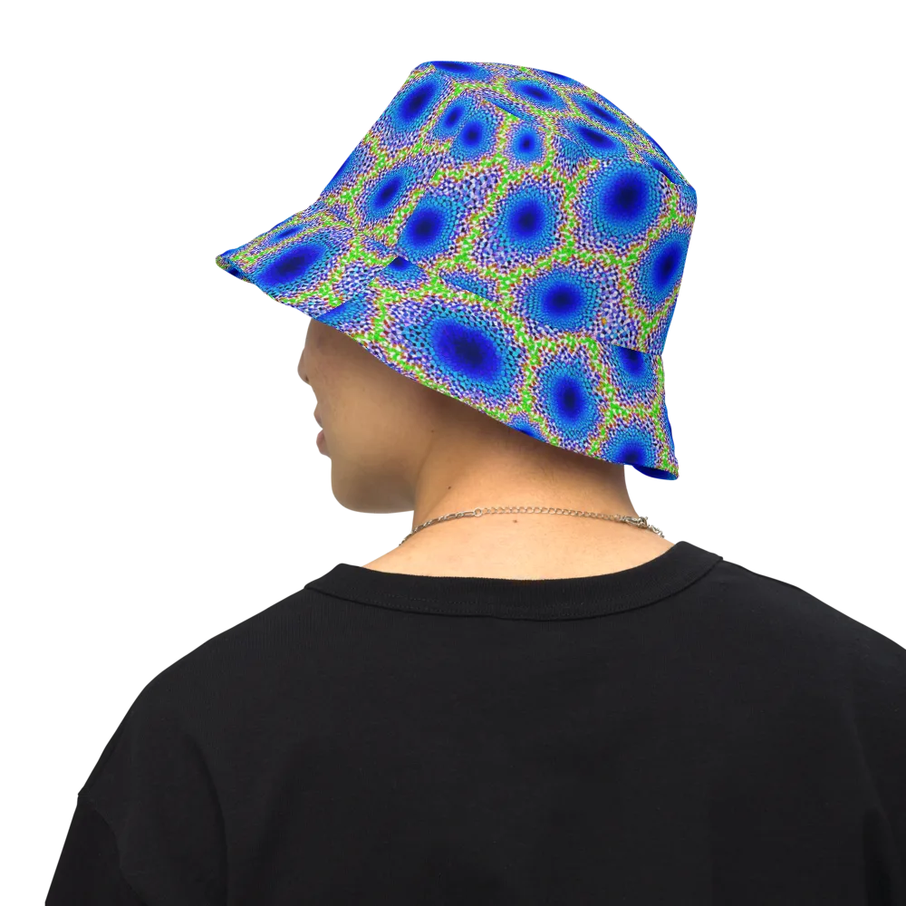 Cobalt Mosaic on Reversible Bucket Hat — Back Inside