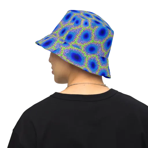 Cobalt Mosaic on a Reversible Bucket Hat