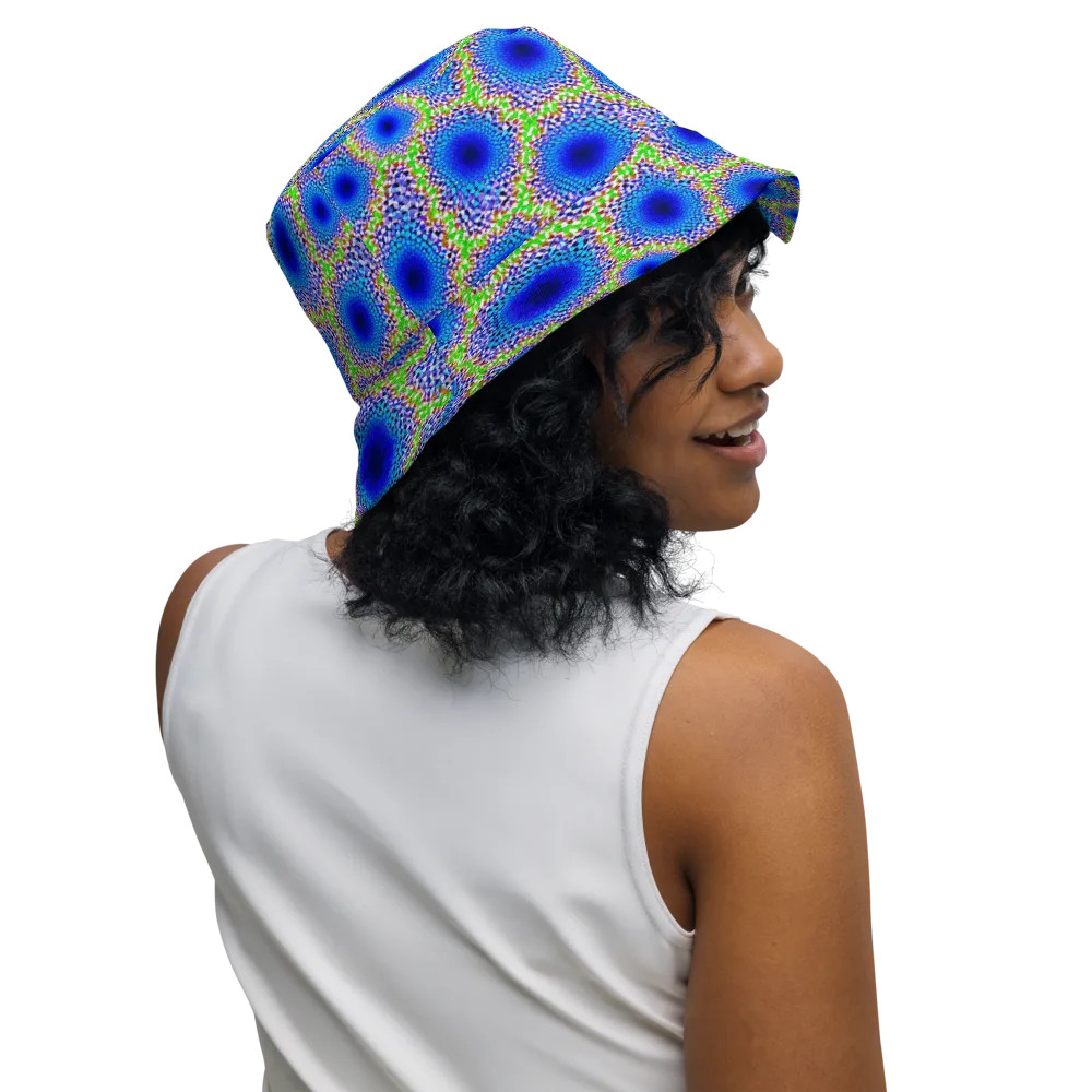 Cobalt Mosaic on Reversible Bucket Hat — Right Outside