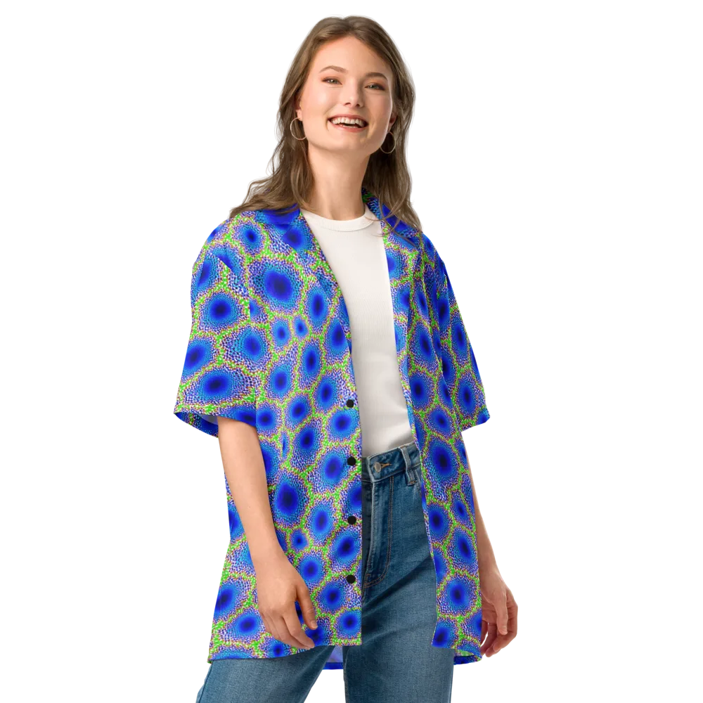 Cobalt Mosaic on Button Shirt — Front