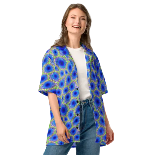 Cobalt Mosaic on a Button Shirt
