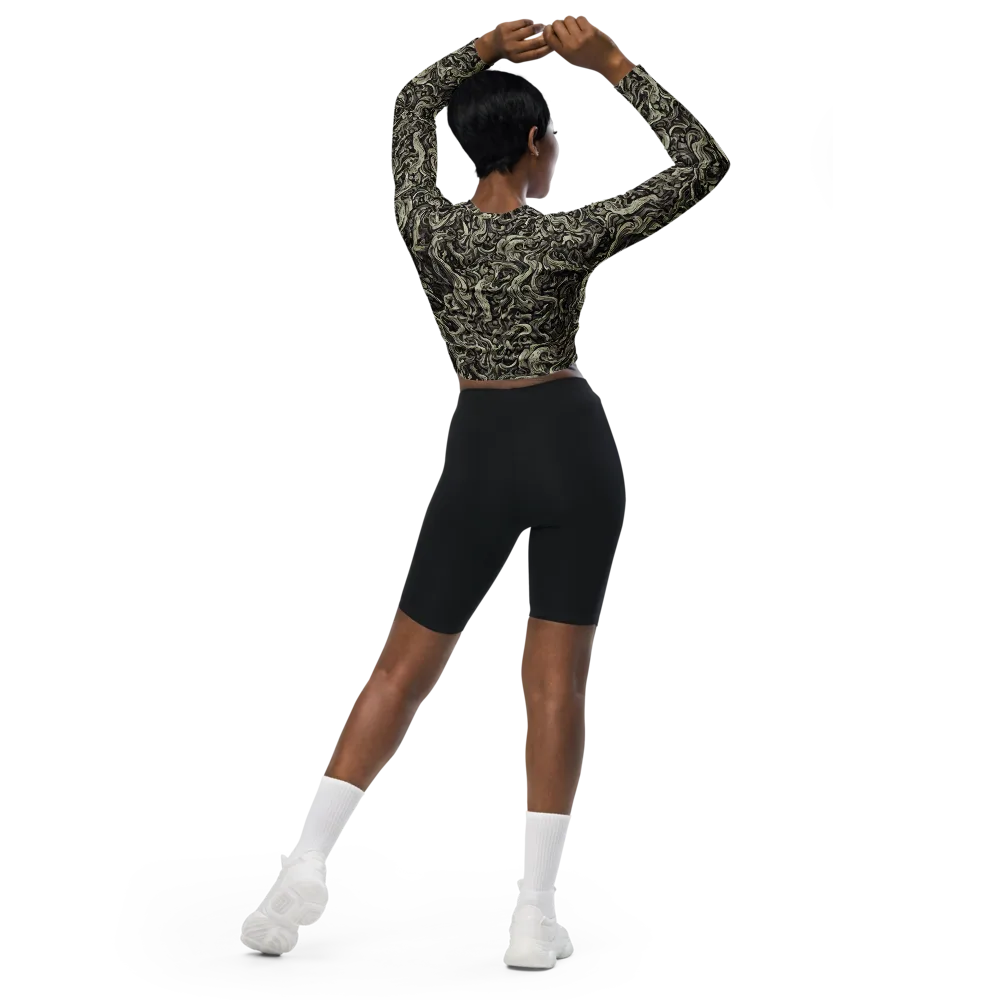 Bone Tide on Long Sleeve Crop Top — Back