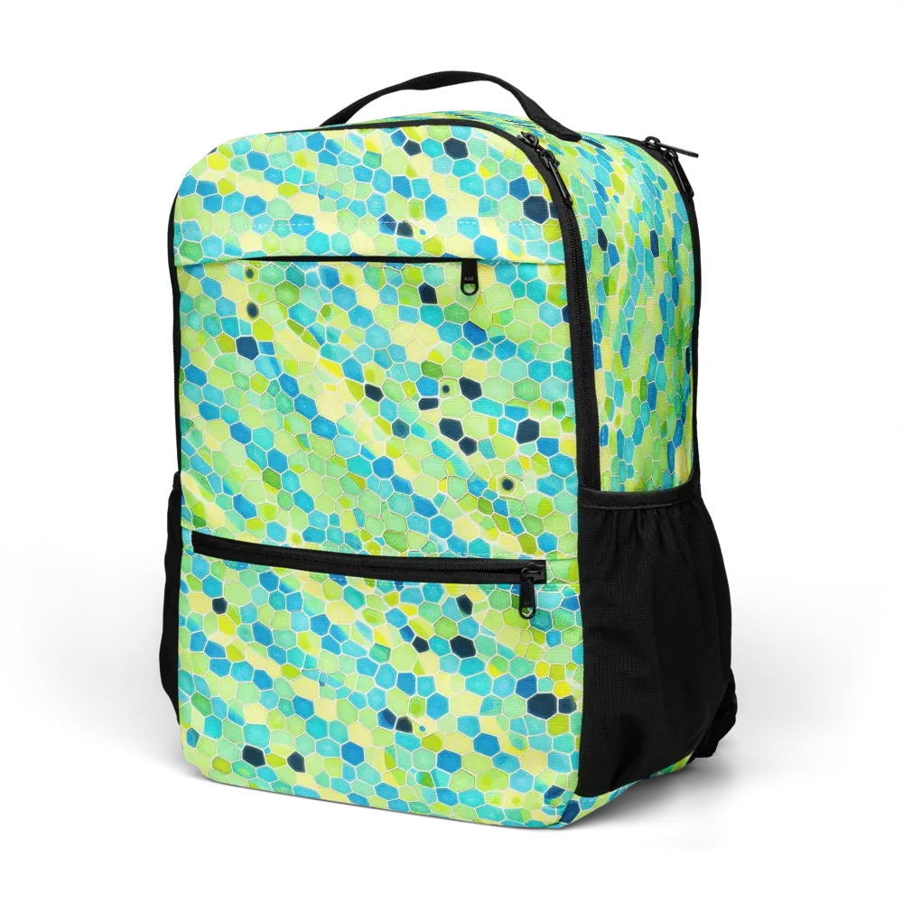 Aqua Mosaic on Utility Backpack — Left Front