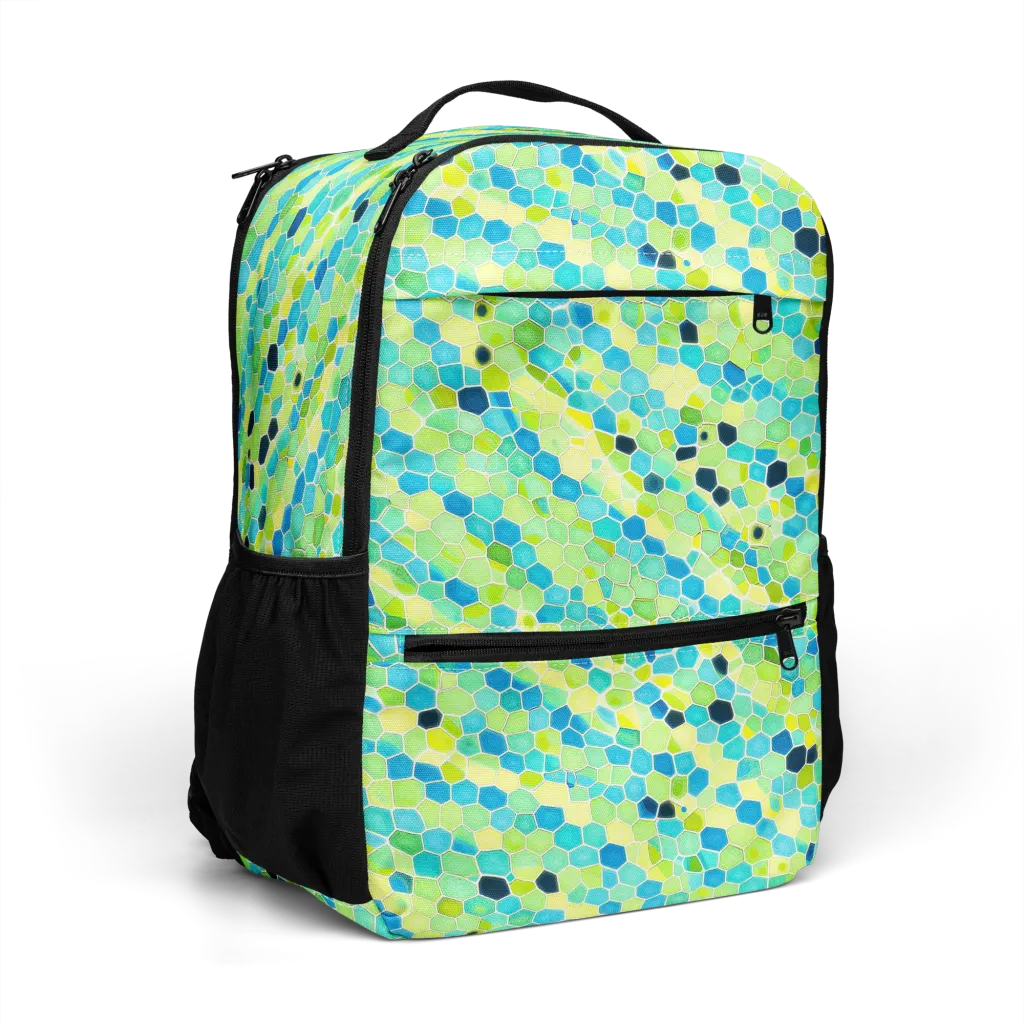Aqua Mosaic on Utility Backpack — Right Front