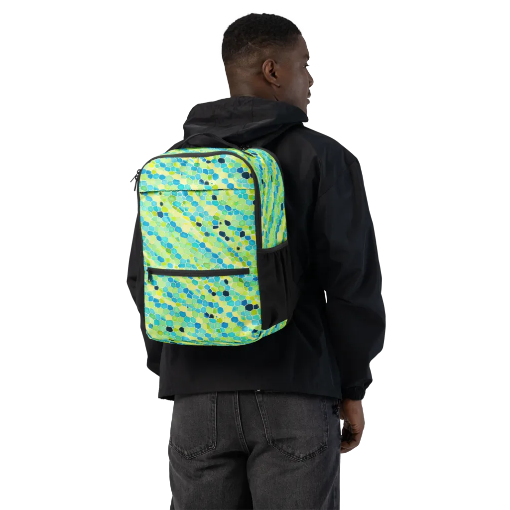 Aqua Mosaic on Utility Backpack — Back