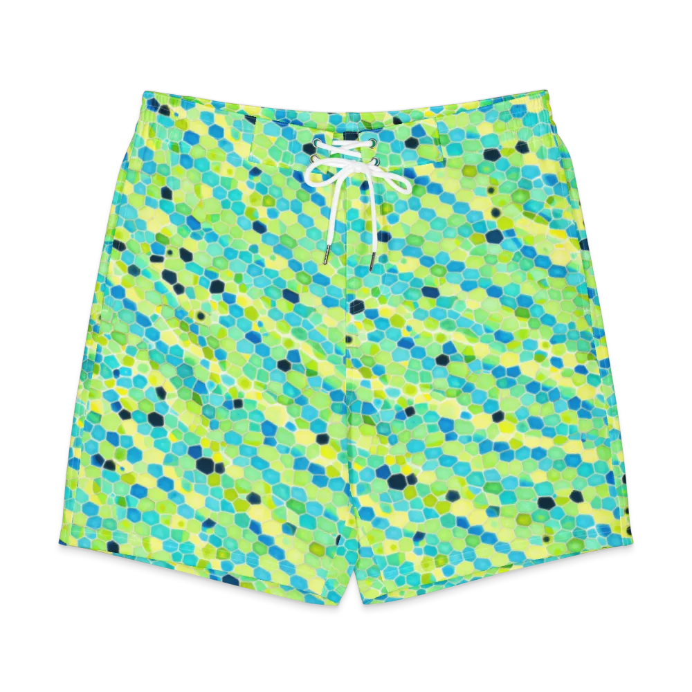 Aqua Mosaic on Men's Board Shorts — Front