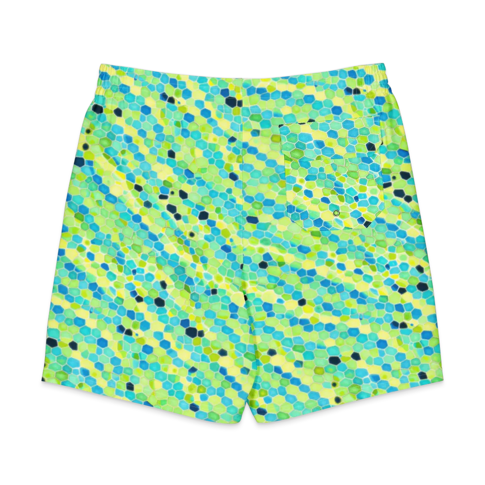 Aqua Mosaic on Men's Board Shorts — Back
