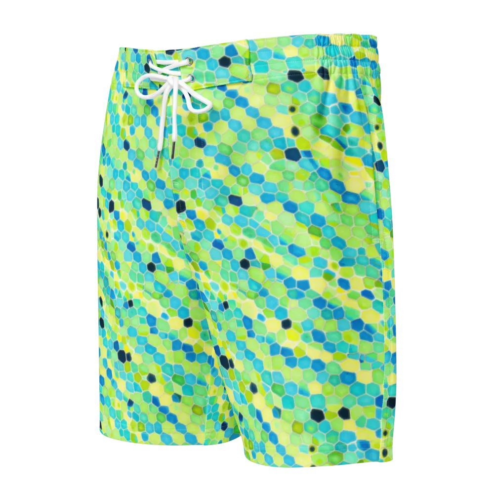 Aqua Mosaic on Men's Board Shorts — Front