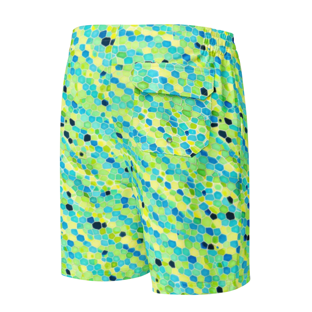 Aqua Mosaic on Men's Board Shorts — Back