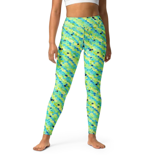 Aqua Mosaic on a Yoga Leggings