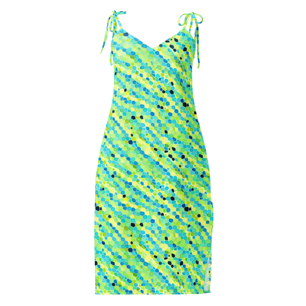 Aqua Mosaic on Slip Dress — Front