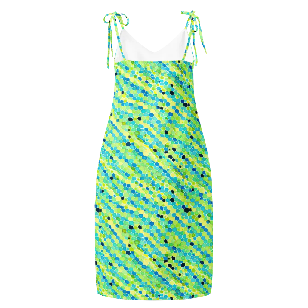 Aqua Mosaic on Slip Dress — Back