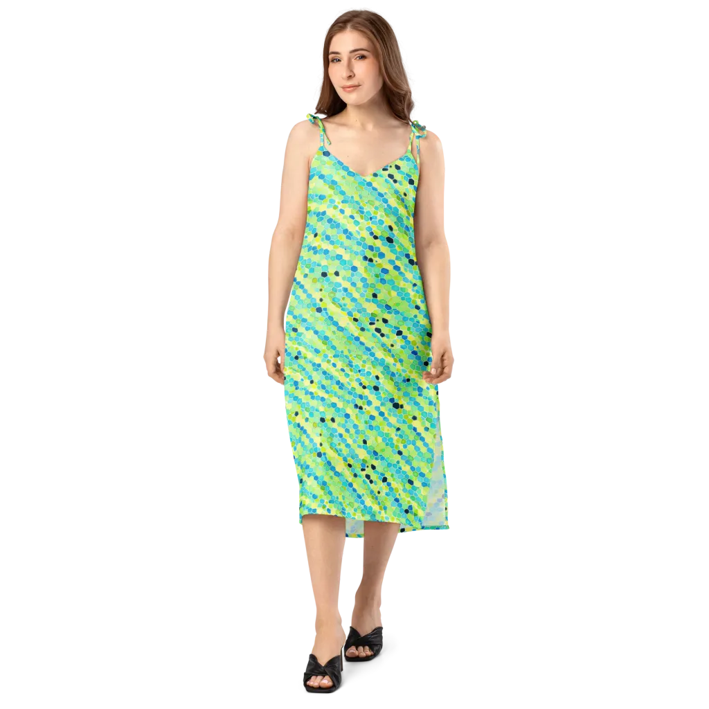 Aqua Mosaic on Slip Dress — Front