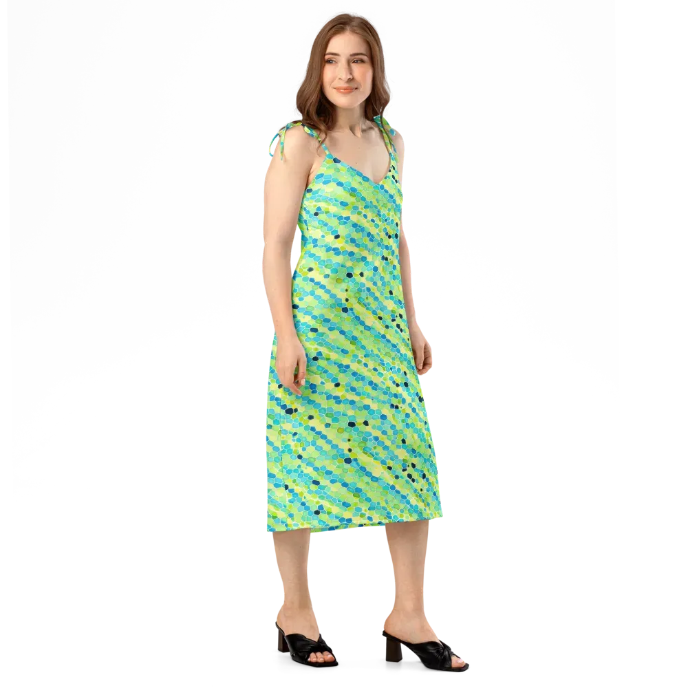 Aqua Mosaic on Slip Dress — Right Front
