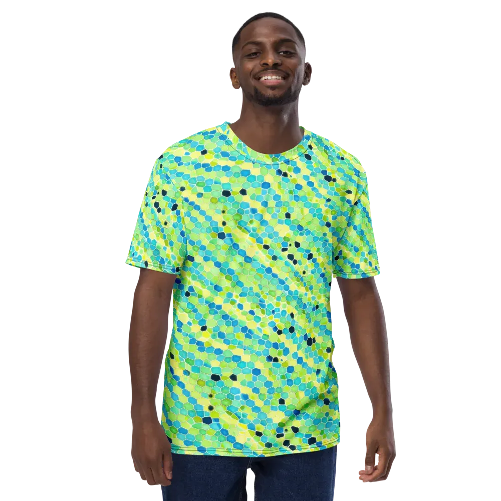 Aqua Mosaic on Men's Crew Neck T-Shirt — Front