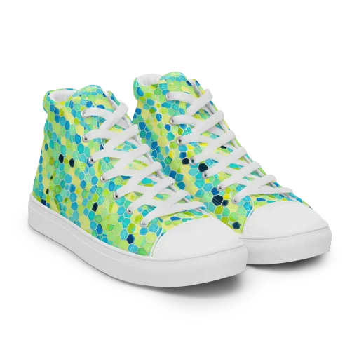 Aqua Mosaic on a Men's High Top Canvas Shoes