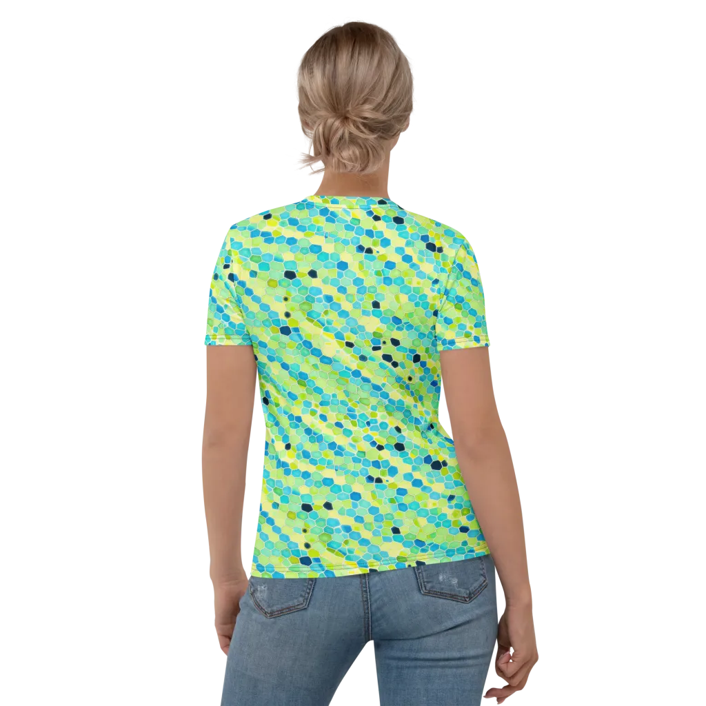 Aqua Mosaic on Women's Crew Neck T-Shirt — Back