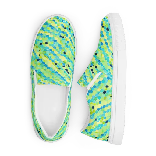 Aqua Mosaic on a Men's Slip-On Canvas Shoes