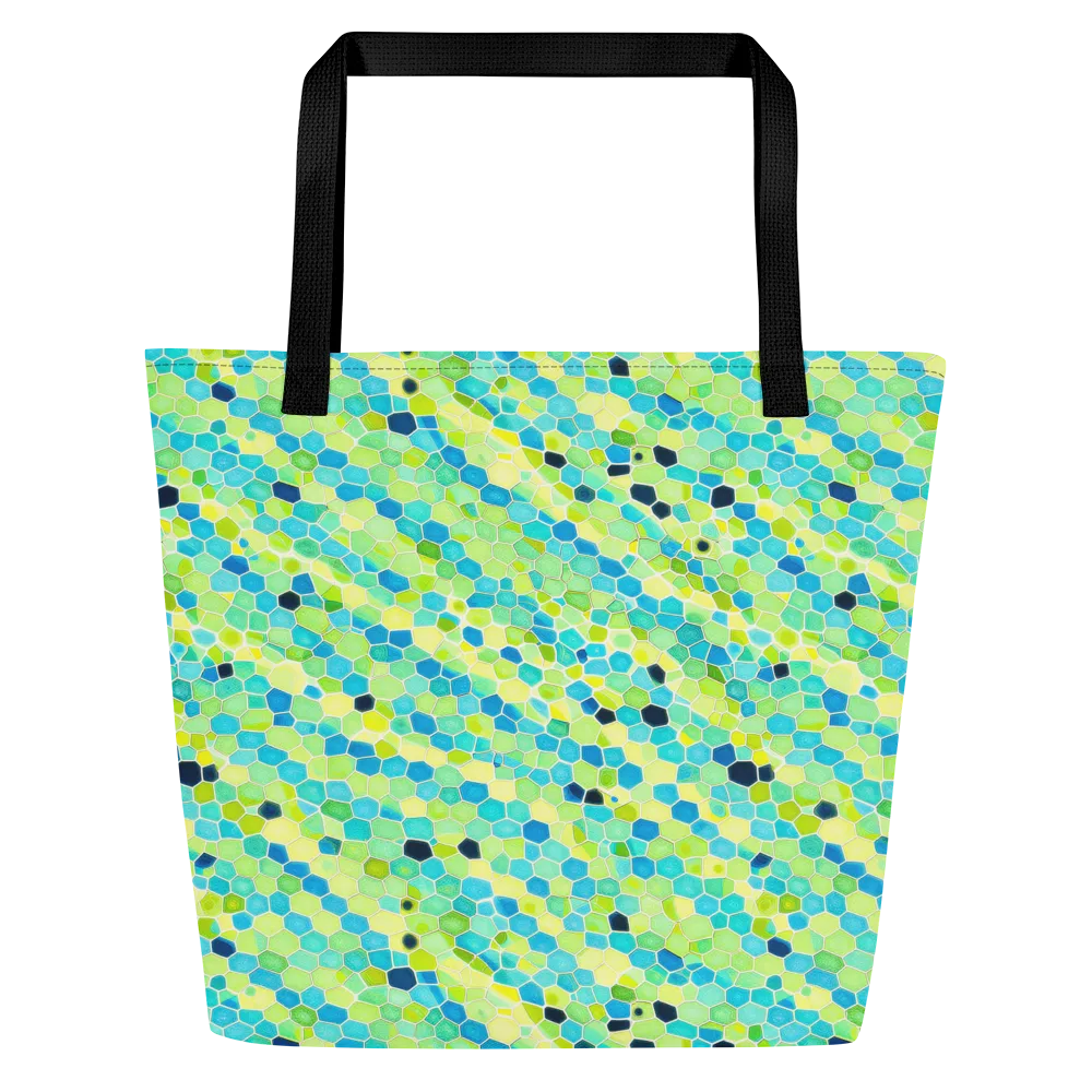 Aqua Mosaic on Large Tote Bag W/ Pocket — Front