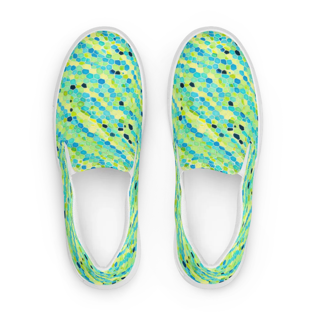 Aqua Mosaic on Women's Slip-On Canvas Shoes — Front