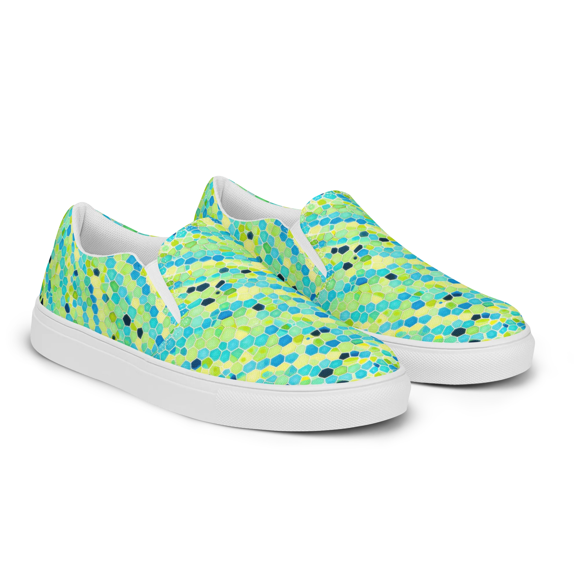 Aqua Mosaic on Women's Slip-On Canvas Shoes — Right Front