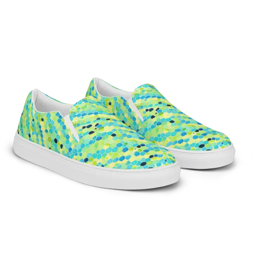 Aqua Mosaic on a Women's Slip-On Canvas Shoes