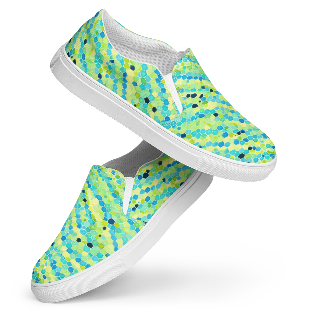 Aqua Mosaic on Women's Slip-On Canvas Shoes — Front