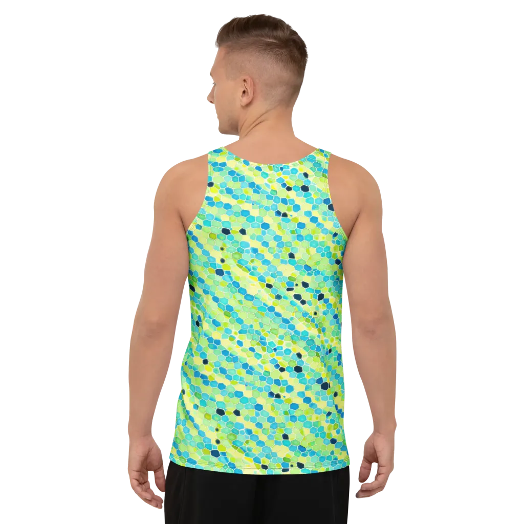 Aqua Mosaic on Men's Tank Top — Back