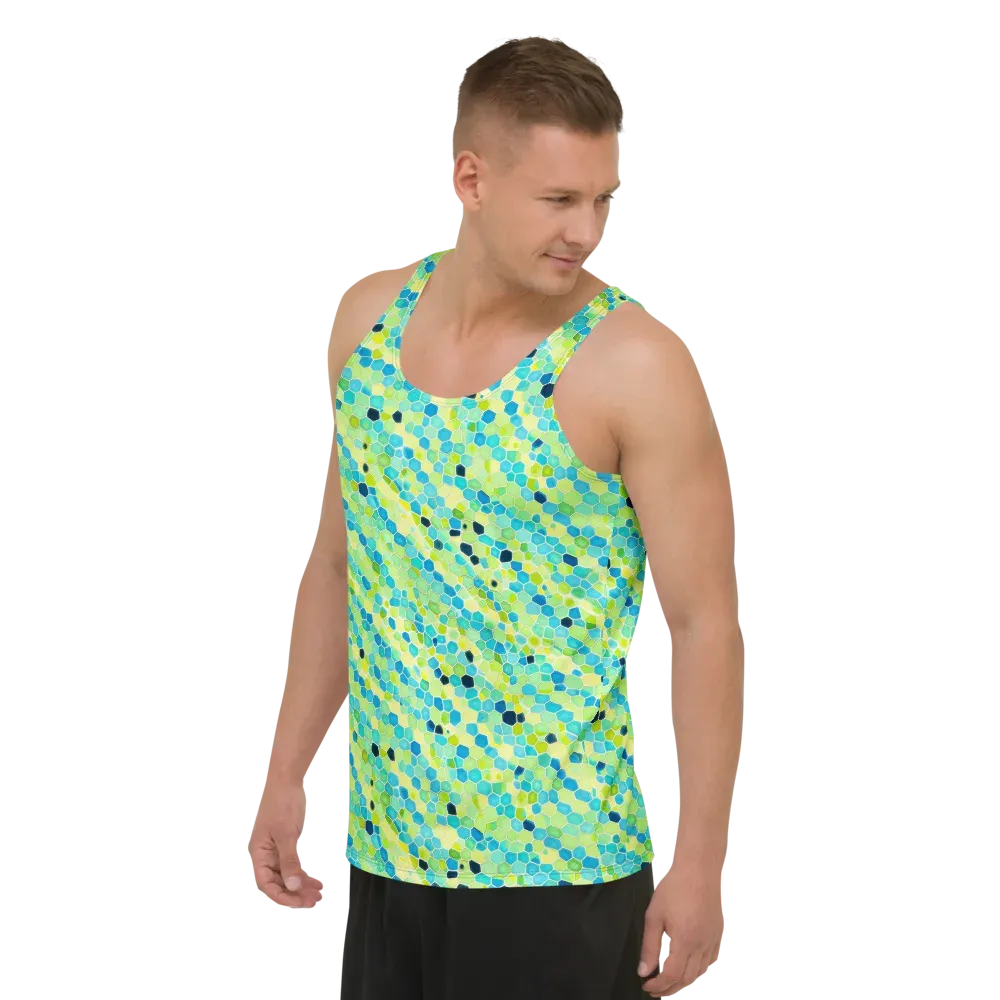 Aqua Mosaic on Men's Tank Top — Left Front