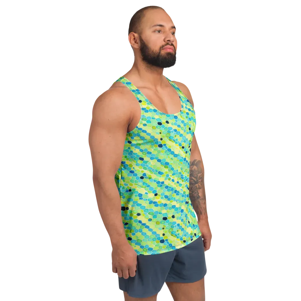 Aqua Mosaic on Men's Tank Top — Right Front