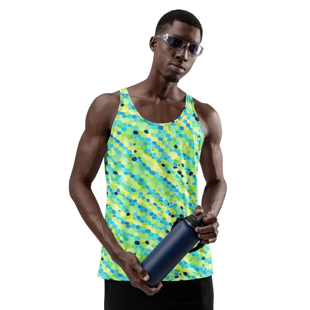 Aqua Mosaic on Men's Tank Top — Front