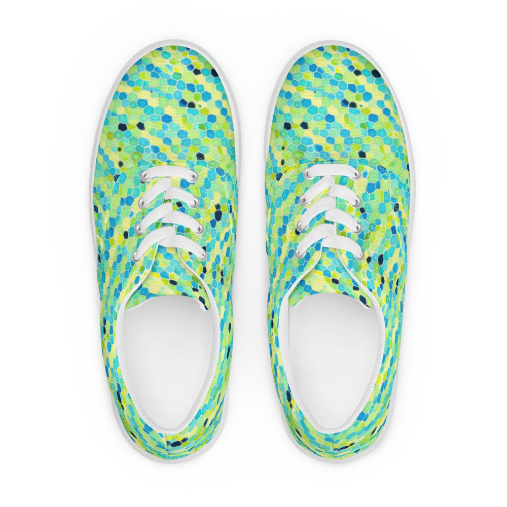 Aqua Mosaic on Men's Lace-Up Canvas Shoes — Front