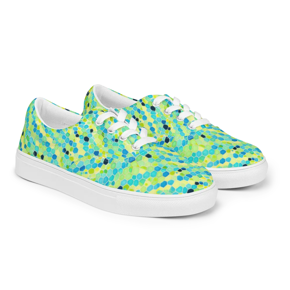 Aqua Mosaic on Men's Lace-Up Canvas Shoes — Right Front