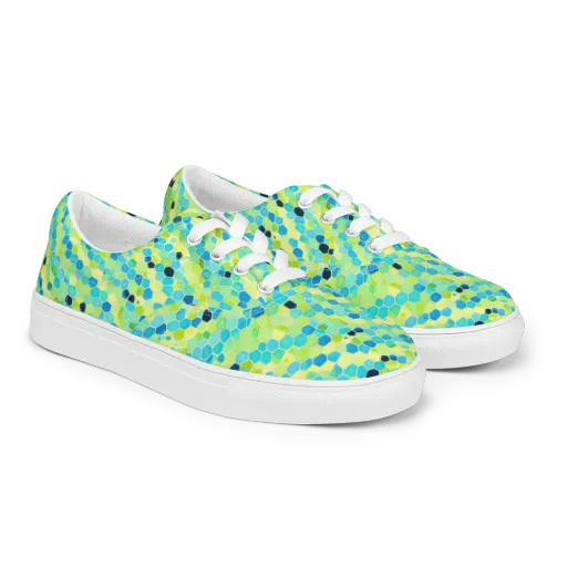 Aqua Mosaic on a Men's Lace-Up Canvas Shoes