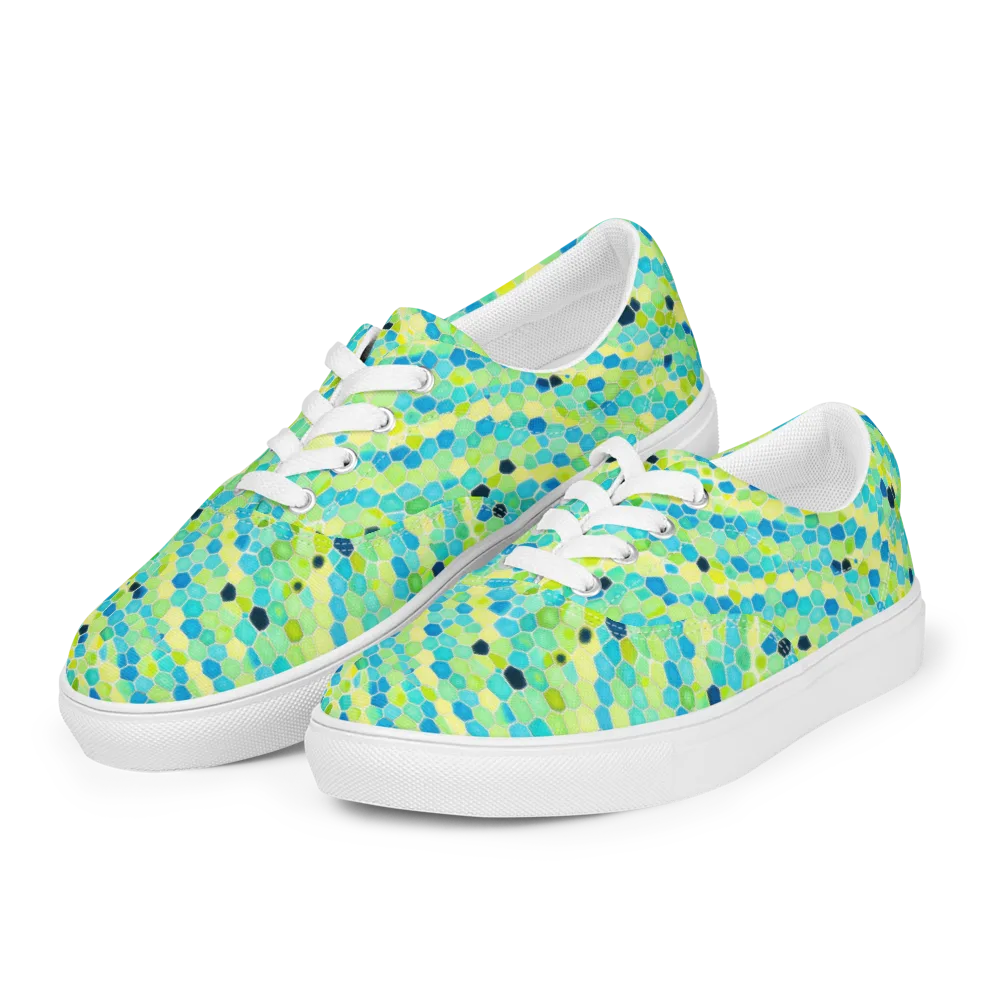 Aqua Mosaic on Men's Lace-Up Canvas Shoes — Left Front
