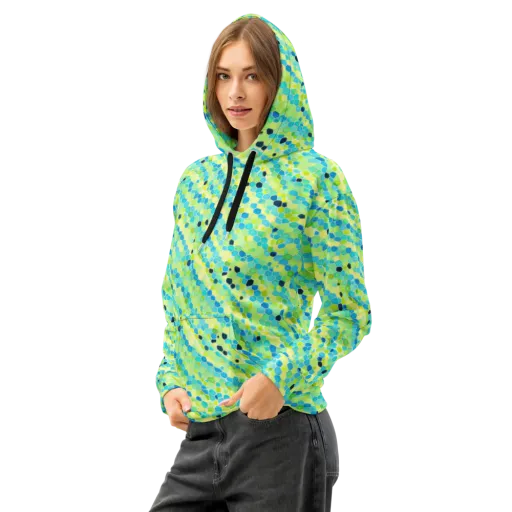 Aqua Mosaic on a Cotton Hoodie