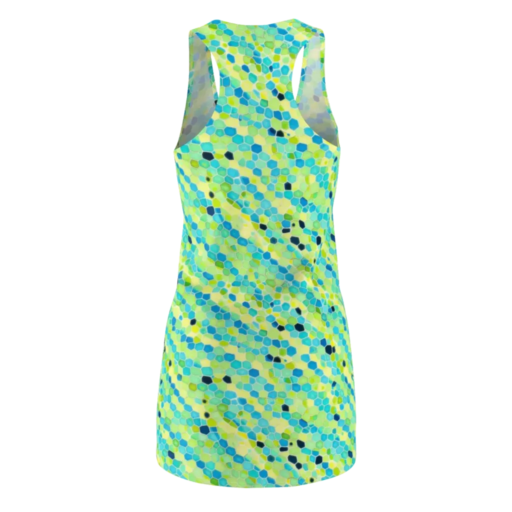 Aqua Mosaic on Racerback Dress — Back