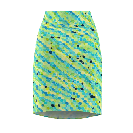 Aqua Mosaic on a Pencil Skirt