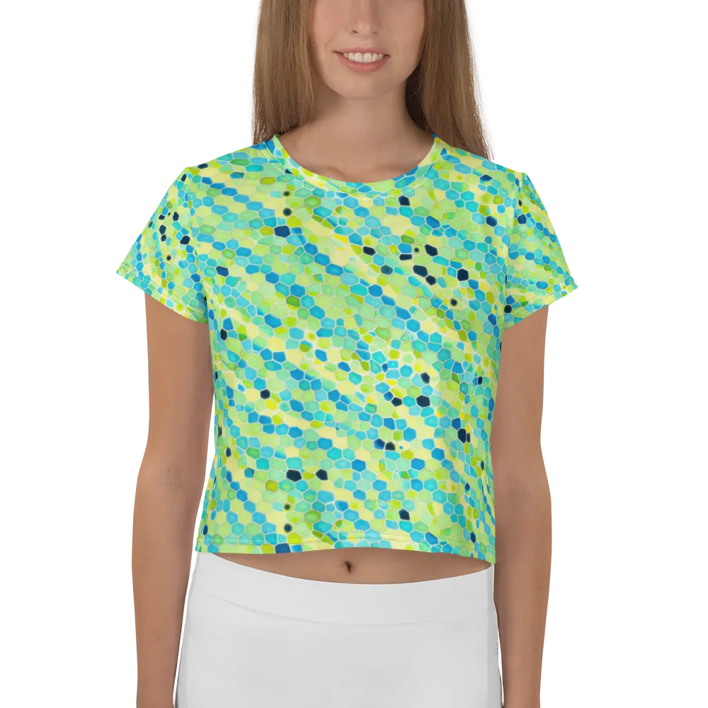 Aqua Mosaic on Crop Tee — Front