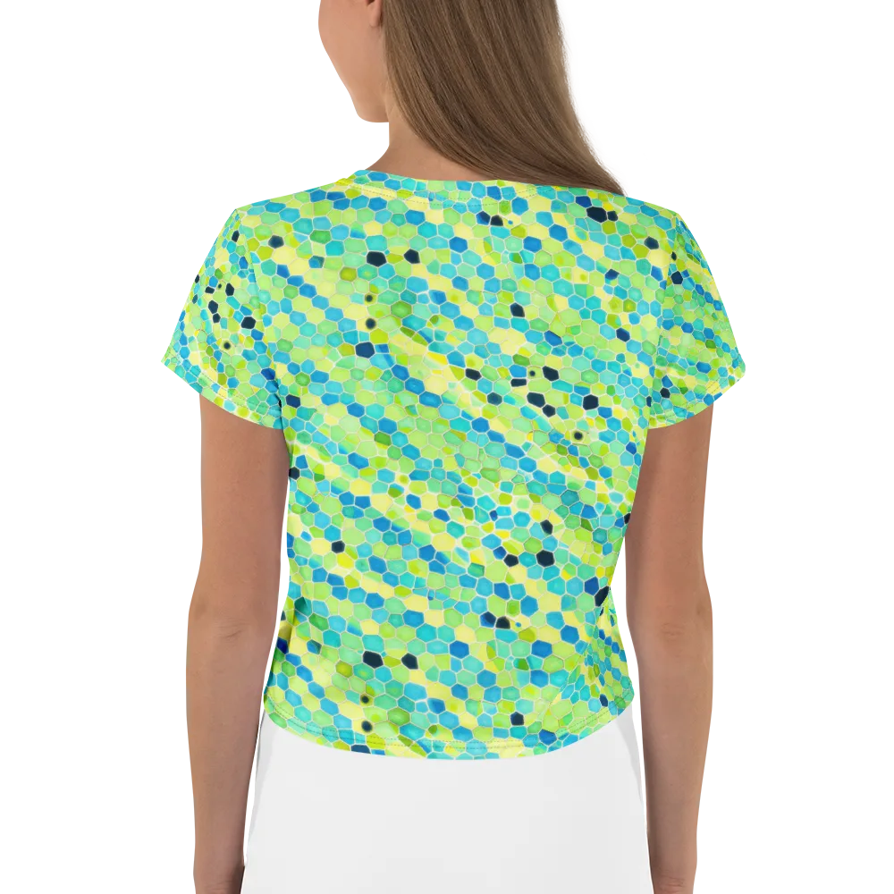 Aqua Mosaic on Crop Tee — Back