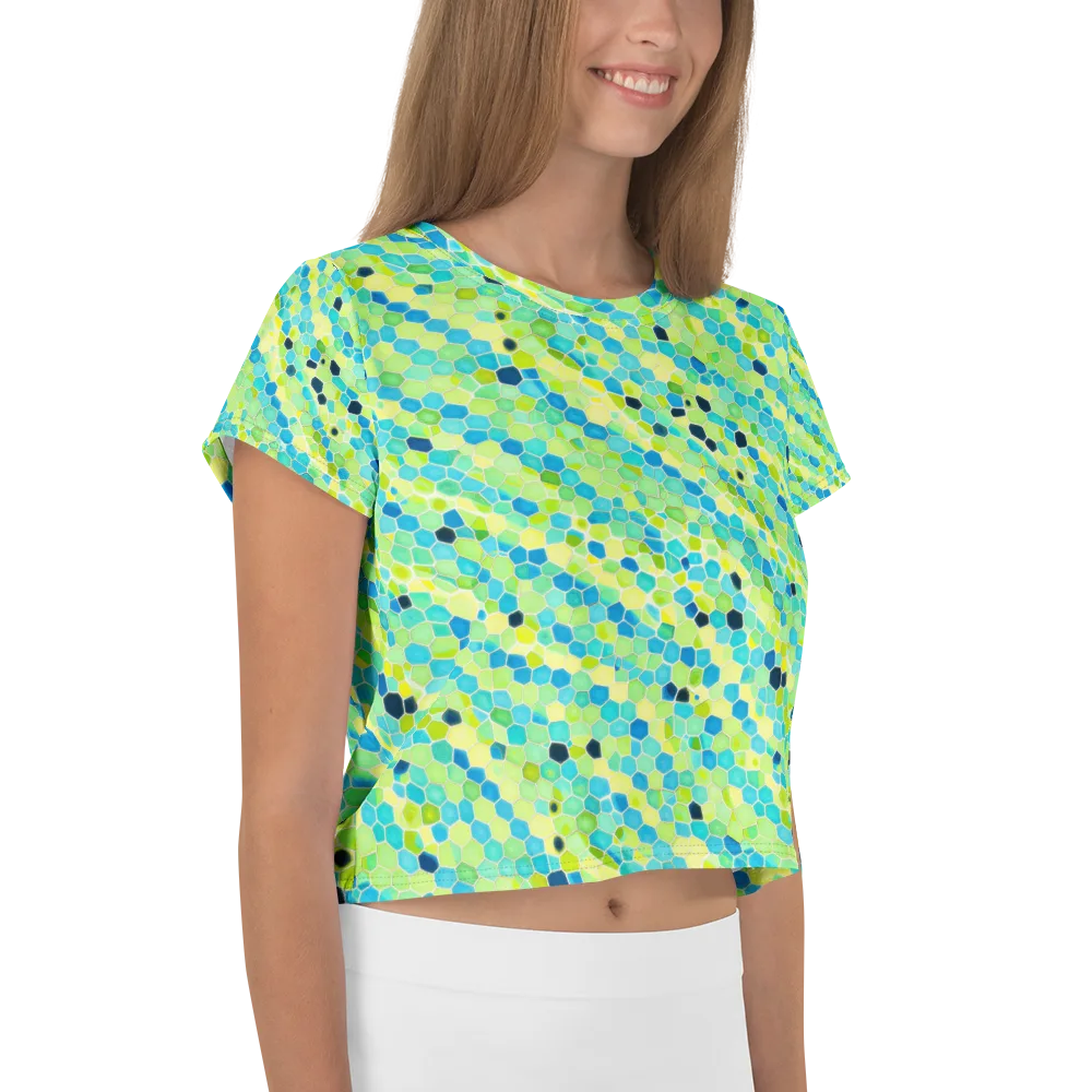 Aqua Mosaic on Crop Tee — Right