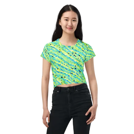 Aqua Mosaic on a Crop Tee
