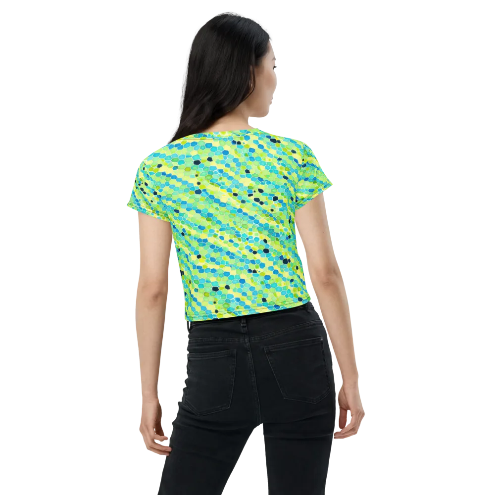 Aqua Mosaic on Crop Tee — Back